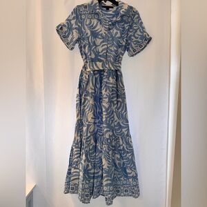 Blue and Cream Patterned Dress